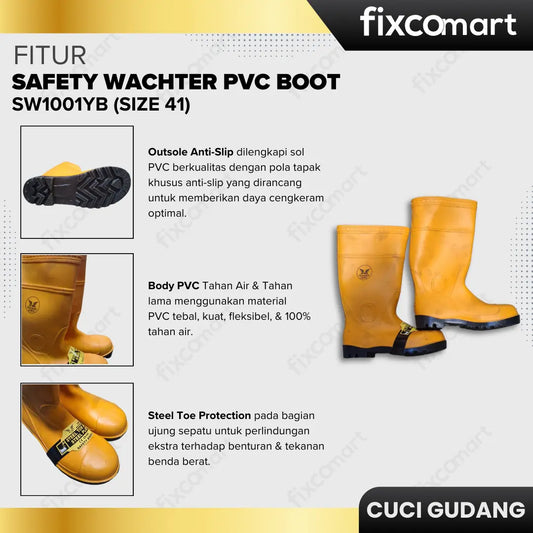 GARAGE SALE-SAFETY WACHTER PVC BOOT SW1001YB (SIZE 41) FIXCOMART