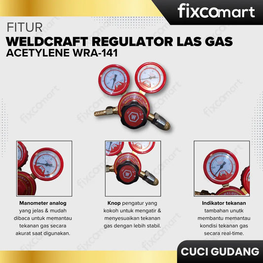 GARAGE SALE-Weldcraft Regulator Las Gas Acetylene/Regulator Las Karbit Wra-141 FIXCOMART