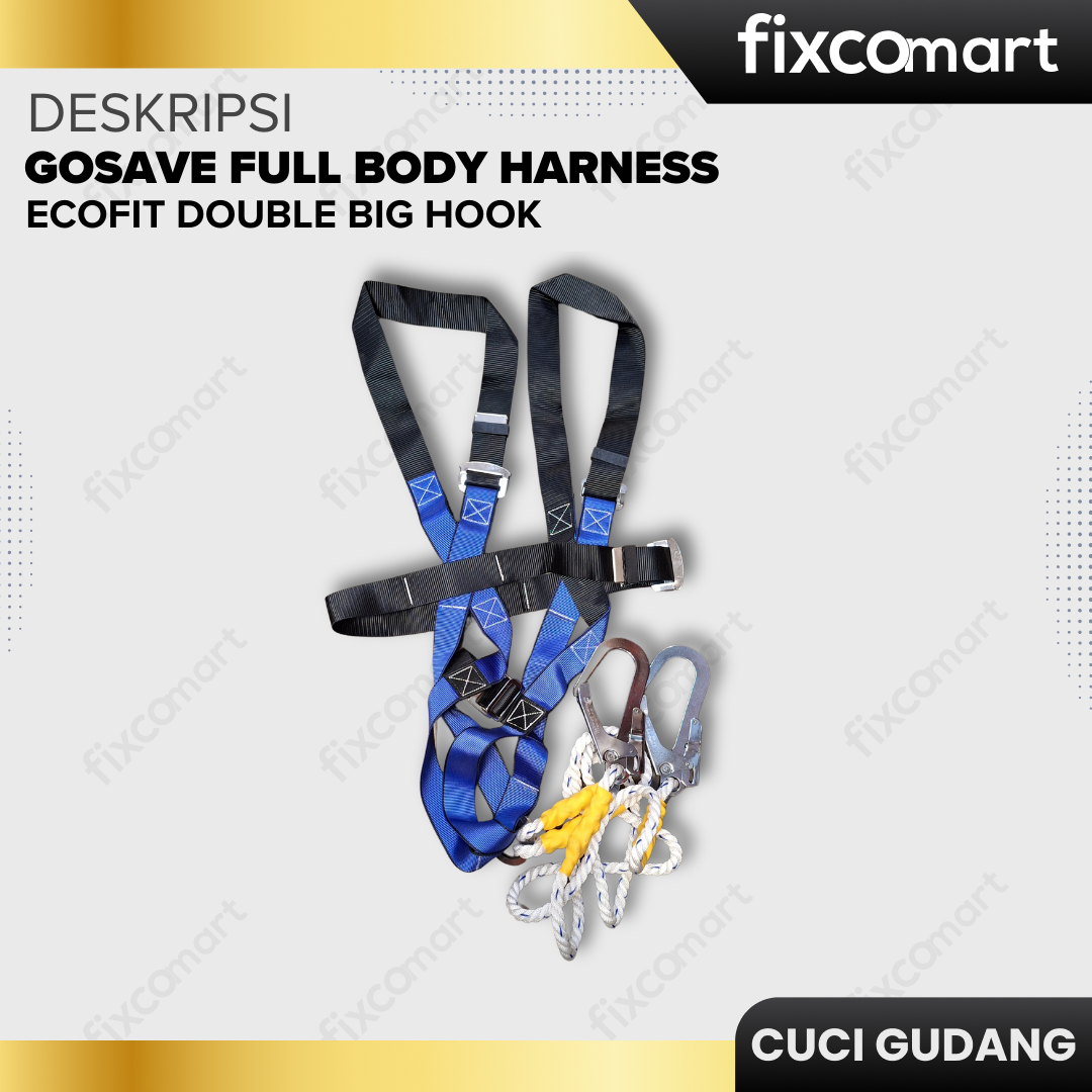 GARAGE SALE-GOSAVE FULL BODY HARNESS ECOFIT DOUBLE BIG HOOK