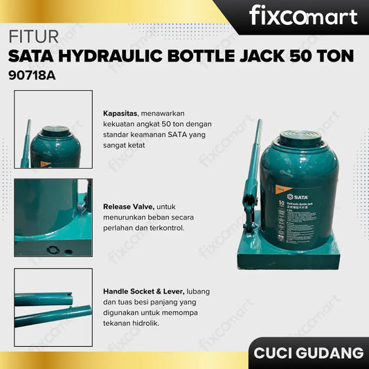 GARAGE SALE-SATA HYDRAULIC BOTTLE JACK 50 TON FIXCOMART