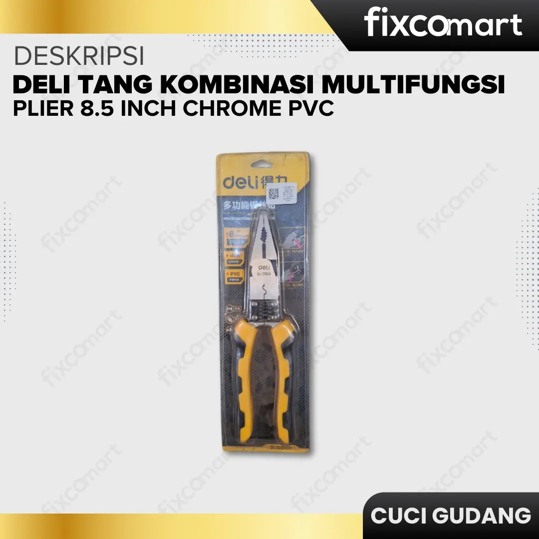 GARAGE SALE - Deli Tang Kombinasi Multifungsi / Plier 8.5 inch Chrome PVC DL100008 (1 PCS) FIXCOMART