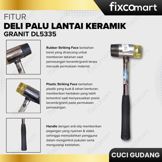 GARAGE SALE-Deli Palu karet Mini Deli Rubber Hammer Palu Lantai Keramik Granit DL5335 (1 PCS) FIXCOMART