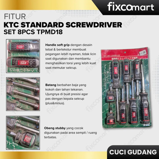 GARAGE SALE-KTC Standard Screwdriver Set 8Pcs TPMD18 FIXCOMART