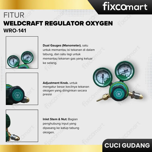 GARAGE SALE-Weldcraft Regulator Oxygen WRO 141 FIXCOMART