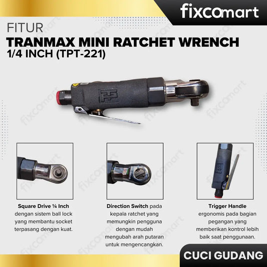 GARAGE SALE-Tranmax Mini Ratchet Wrench 1/4 inch (TPT-221) FIXCOMART