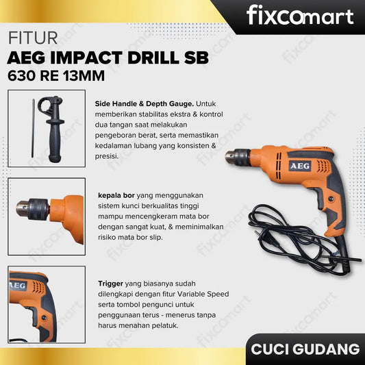 GARAGE SALE-AEG Impact Drill SB 630 RE 13mm FIXCOMART