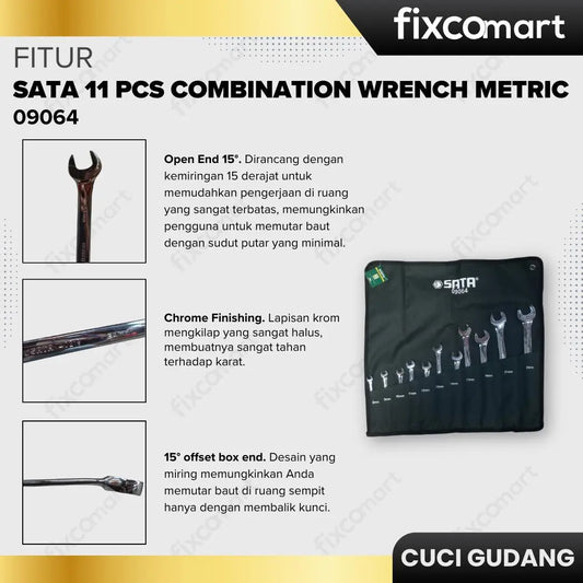GARAGE SALE - SATA 11PC COMBINATION WRENCH SET (METRIC) FIXCOMART