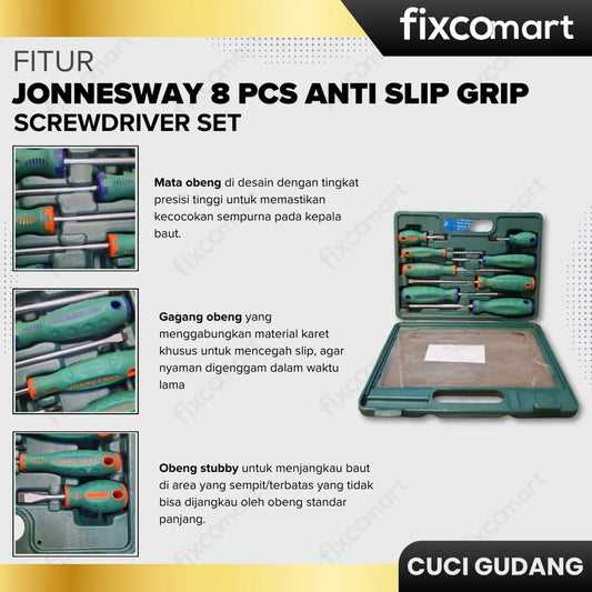 GARAGE SALE-Jonnesway 8Pcs Anti Slip Grip Screwdriver Set FIXCOMART