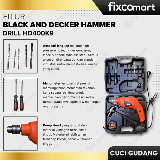 GARAGE SALE-Black and Decker Hammer Drill HD400K9