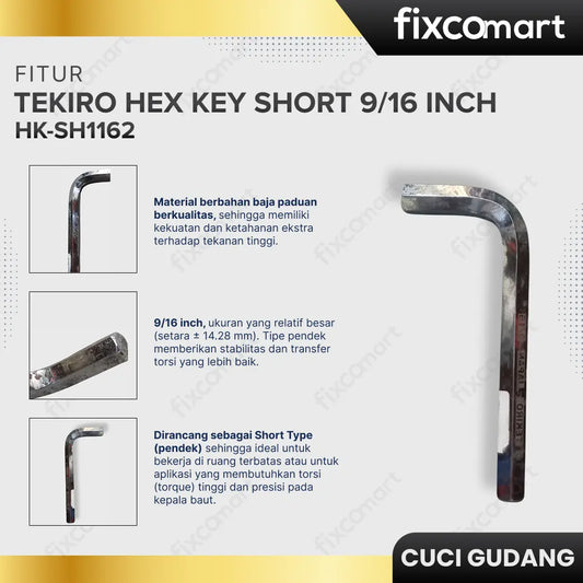 GARAGE SALE - TEKIRO Hex Key Short Kunci L Pendek (Metric) FIXCOMART