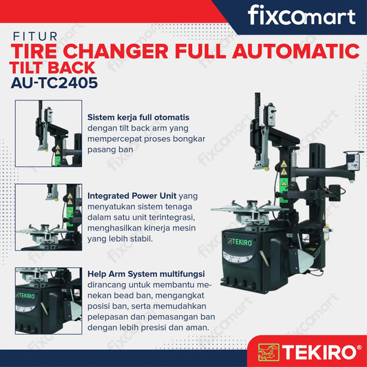 Tekiro Tire Changer Full Automatic Tilt Black - Mesin Pembuka Ban Automatic Tekiro AU-TC2405 FIXCOMART