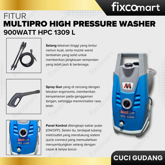 GARAGE SALE - Multipro High Pressure Washer / Penyemprot Tekanan Tinggi 900watt HPC 1309 L ( 95bar sd 130bar ) (Discontinue) FIXCOMART