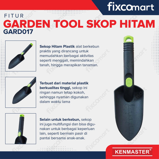 Kenmaster Garden Tool Skop Hitam GARD017 - Sekop Plastik Berkebun 30cm FIXCOMART