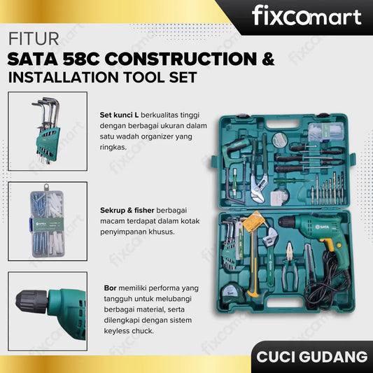GARAGE SALE - SATA 58c. CONSTRUCTION AND INSTALLATION TOOL SET FIXCOMART