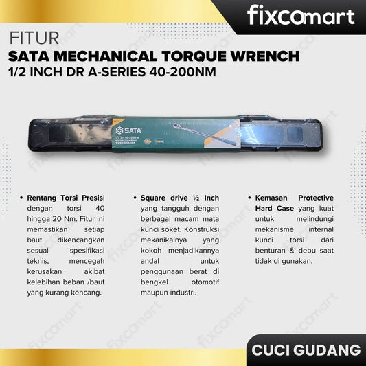 GARAGE SALE - SATA MECHANICAL TORQUE WRENCH 1/2 inch DR A-SERIES 40-200Nm FIXCOMART
