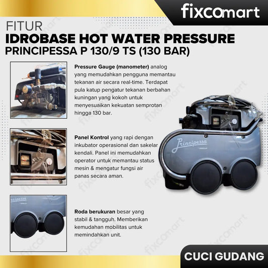 GARAGE SALE - Idrobase Hot Water Pressure PRINCIPESSA P 130/9 TS (130 bar) Made in Italy FIXCOMART