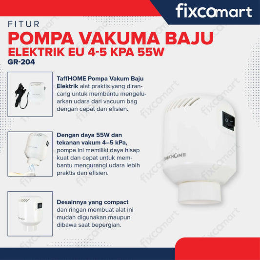 TaffHOME Pompa Vakum Baju Elektrik Vacuum Bag Pump EU 4-5 kPa 55W FIXCOMART