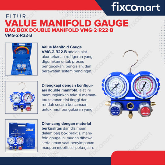 Value Manifold Gauge Bag Box Double Manifold VMG-2-R22-B