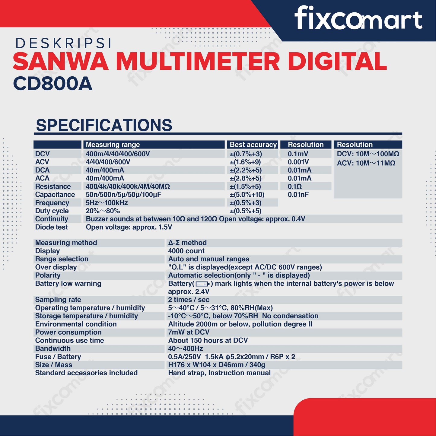 Sanwa Multimeter Digital CD800A