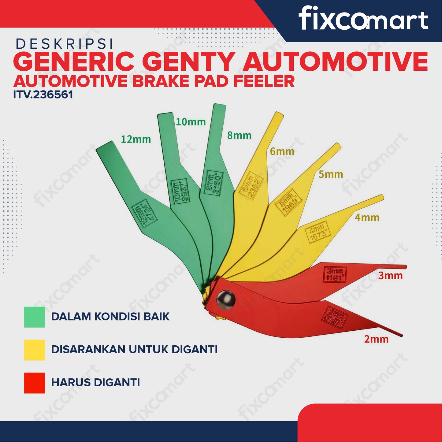 Generic Genty Automotive Brake Pad Feeler Lining Thickness Gauge Measure