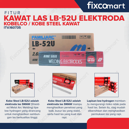 Kobelco / Kobe Steel Kawat Las/Elektroda LB-52U FIXCOMART