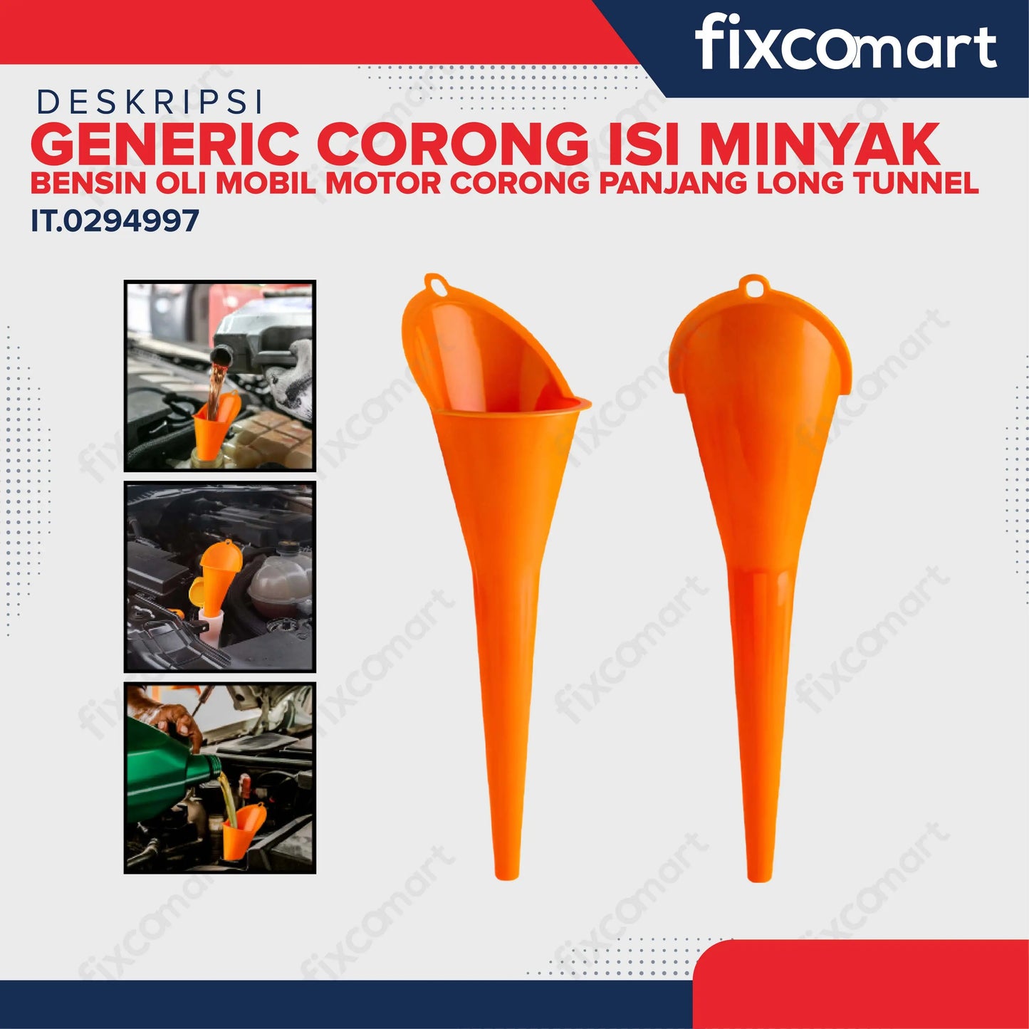 Generic Corong Isi Minyak Bensin Oli Mobil Motor Corong Panjang Long Tunnel FIXCOMART