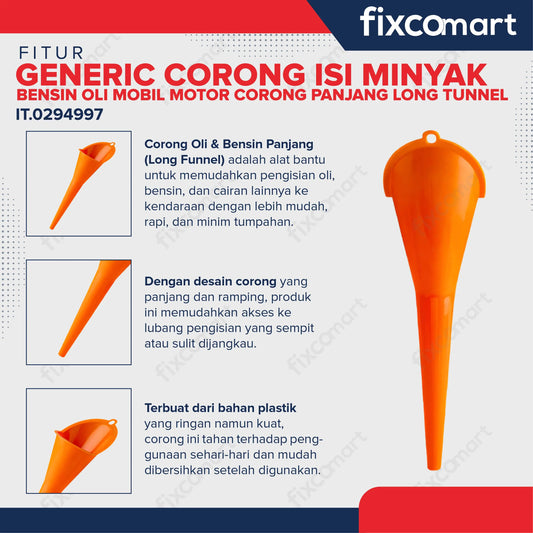 Generic Corong Isi Minyak Bensin Oli Mobil Motor Corong Panjang Long Tunnel FIXCOMART