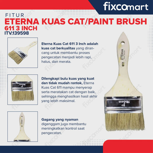 Eterna Kuas Cat/Paint Brush 611 3 Inch FIXCOMART