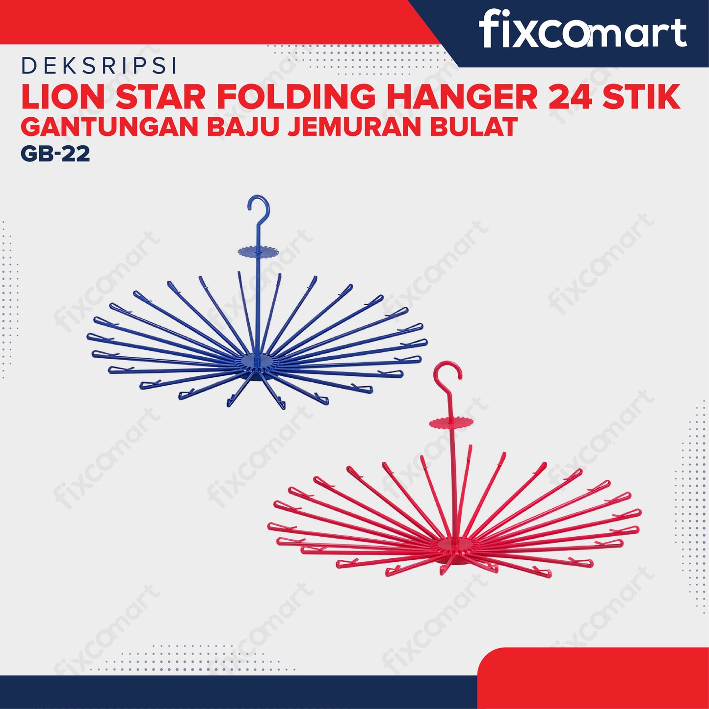Lion Star Folding Hanger 24 Stik Gantungan Baju Jemuran Bulat