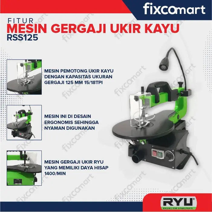 MESIN SCROLL SAW RYU RSS 125 MESIN GERGAJI UKIR KAYU RSS 125 FIXCOMART