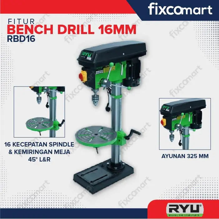 RYU Mesin Bor Duduk Ryu Rbd 16 Bench Drill FIXCOMART