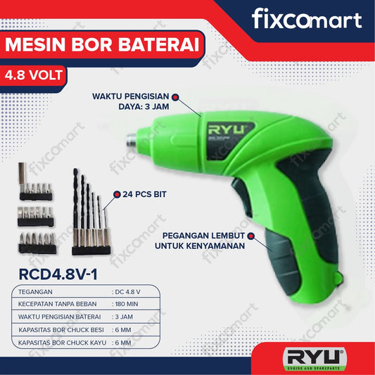 Ryu Cordless / Mesin Bor Cordless Rcd 4.8V-1 4.8 Volt