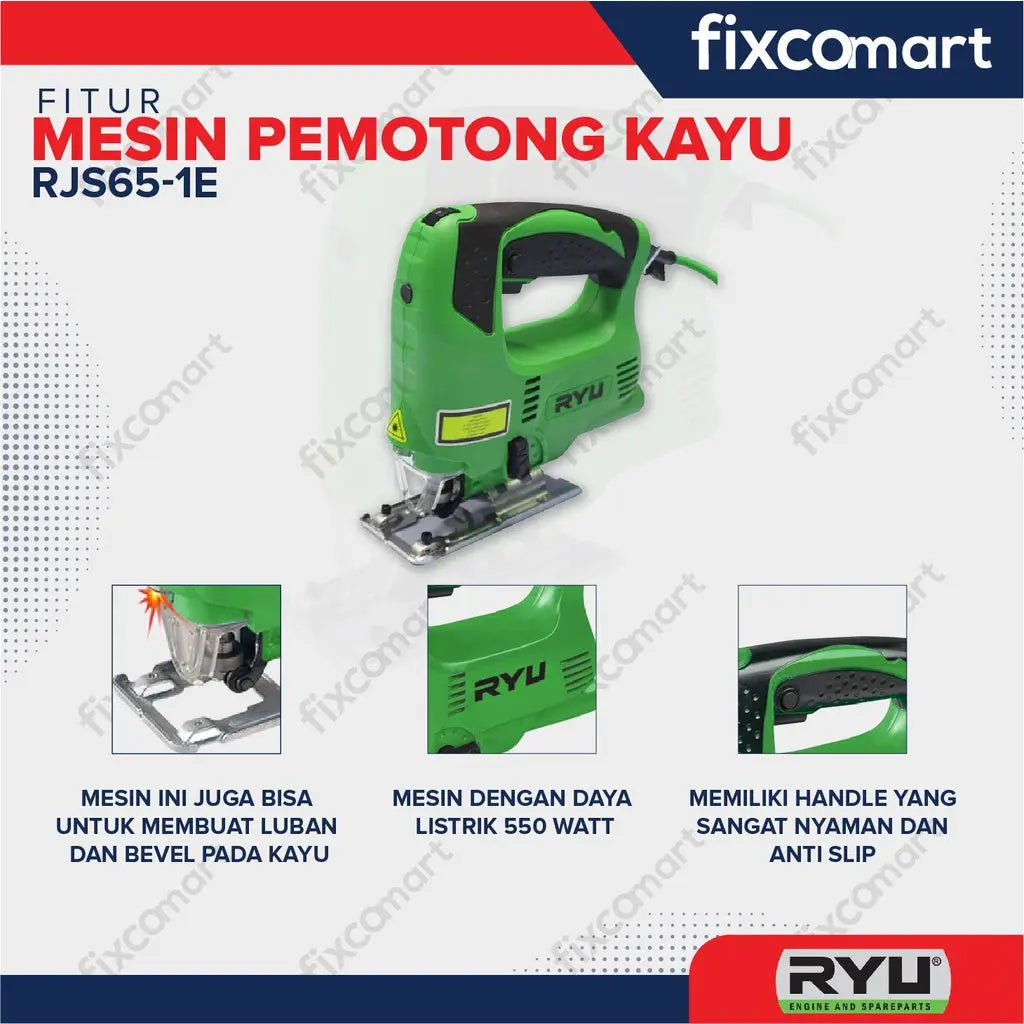 Ryu Jigsaw / Mesin Gergaji Kayu Rjs 65-1E 550 W FIXCOMART