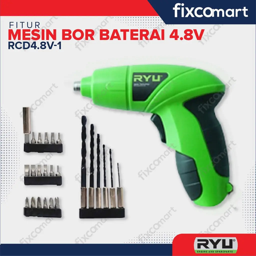 Ryu Cordless / Mesin Bor Cordless Rcd 4.8V-1 4.8 Volt FIXCOMART