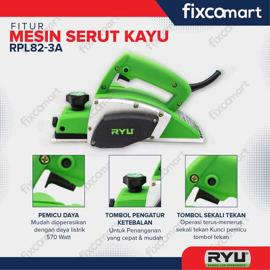 Ryu Planer / Mesin Serut Kayu Rpl 82-3A 570 W FIXCOMART