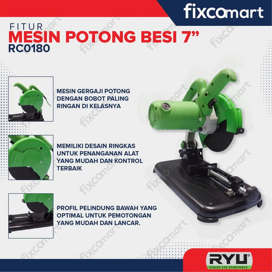 Ryu Cut Off / Mesin Potong Besi 7 Inch Rco 180 900 Watt FIXCOMART