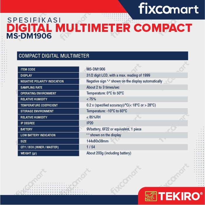 Tekiro Digital Multimeter Compact