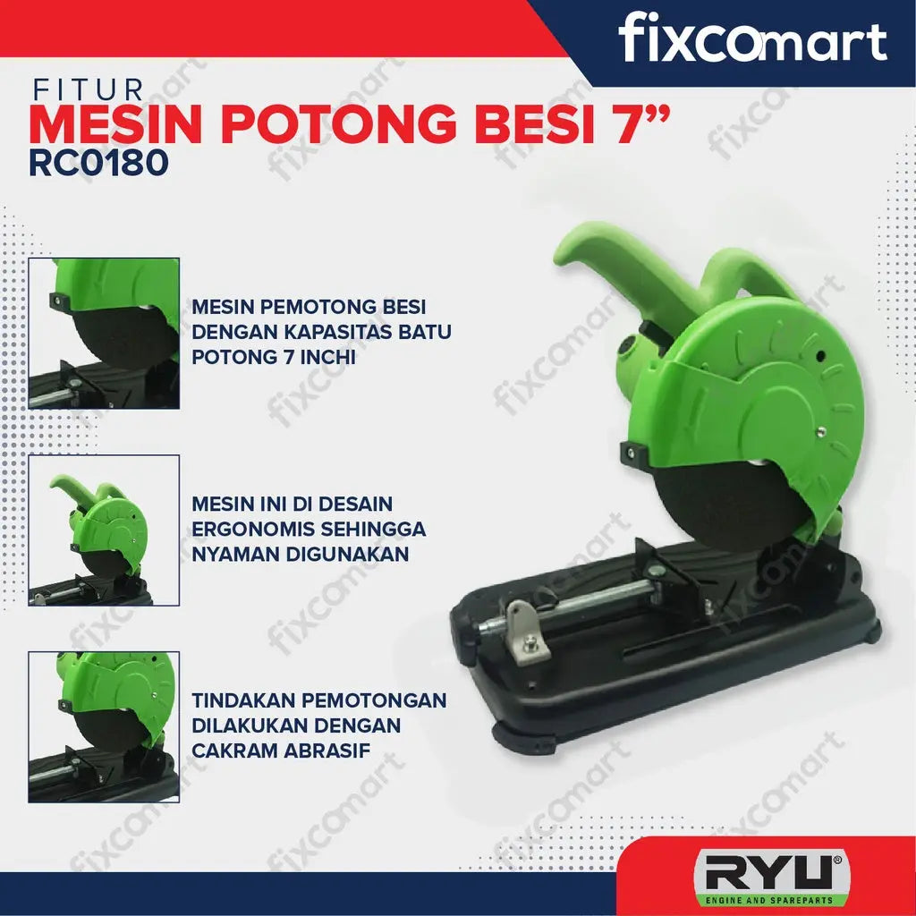 Ryu Cut Off / Mesin Potong Besi 7 Inch Rco 180 900 Watt FIXCOMART