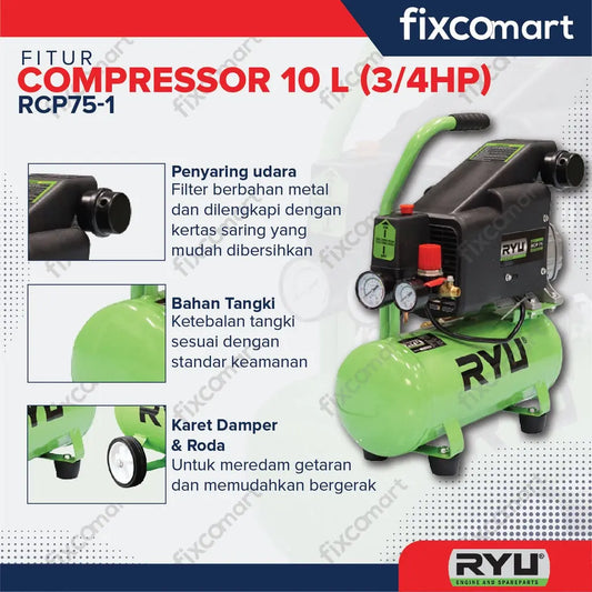 Ryu Kompressor 0.75 Hp / Ryu Rcp75 / Mesin Kompresor FIXCOMART