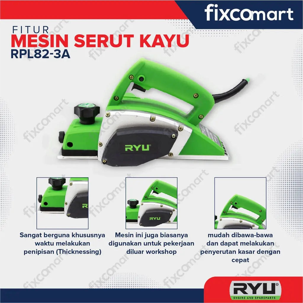 Ryu Planer / Mesin Serut Kayu Rpl 82-3A 570 W FIXCOMART