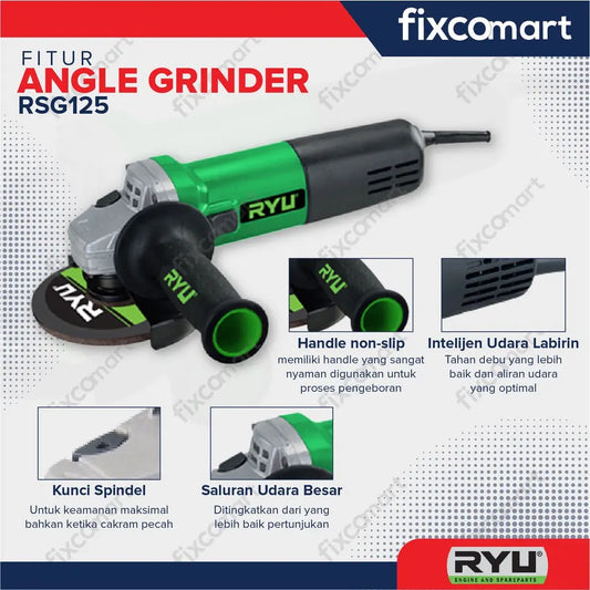 Ryu Grinder Rsg 125 840 W / Ryu Mesin Gurinda Tangan 5 Inch FIXCOMART
