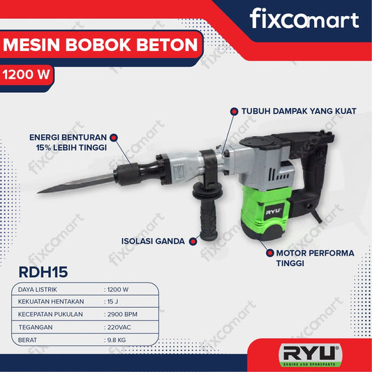 Ryu Demolition Hammer / Ryu Mesin Bobok Beton Rdh 15 1200 W