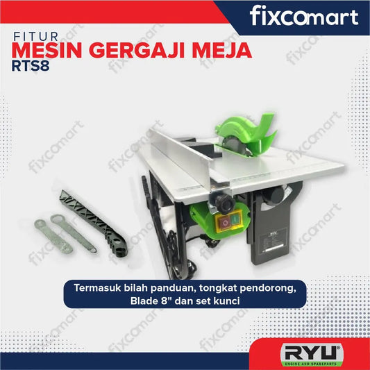 RYU Table Saw 8 Inch Ryu Rts 8 600W Mesin Gergaji Meja Circular Saw 8 Inch FIXCOMART