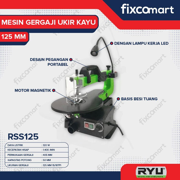 MESIN SCROLL SAW RYU RSS 125 MESIN GERGAJI UKIR KAYU RSS 125