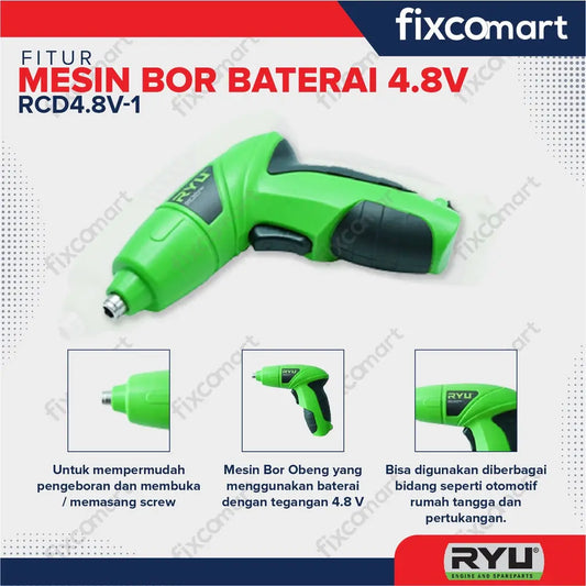 Ryu Cordless / Mesin Bor Cordless Rcd 4.8V-1 4.8 Volt FIXCOMART