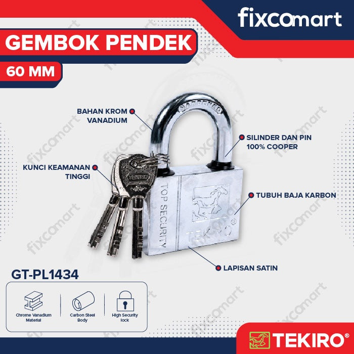 Kunci Gembok Tekiro Pendek 60 mm