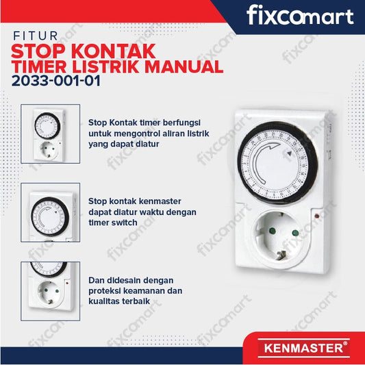 Kenmaster Stop Kontak Timer Listrik Manual 24 Jam Original