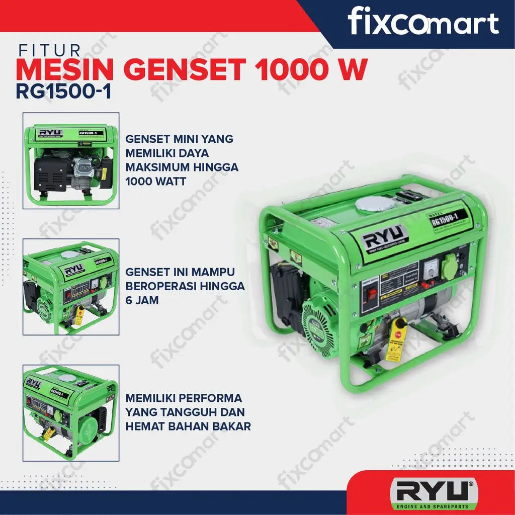 Ryu Generator Set Mesin Genset 1000 Watt FIXCOMART