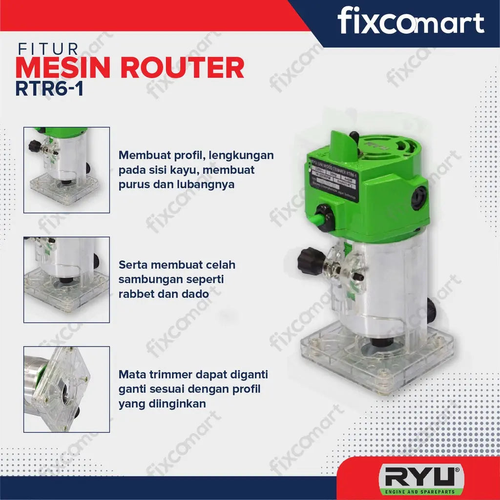 Ryu Rtr 6-1 / Ryu Mesin Router Kayu / Mesin Profil 440 W FIXCOMART