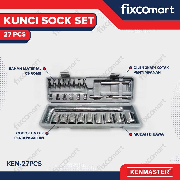 Kenmaster Kunci Sock Set 27 Pcs / Mata Sock / Socket Set